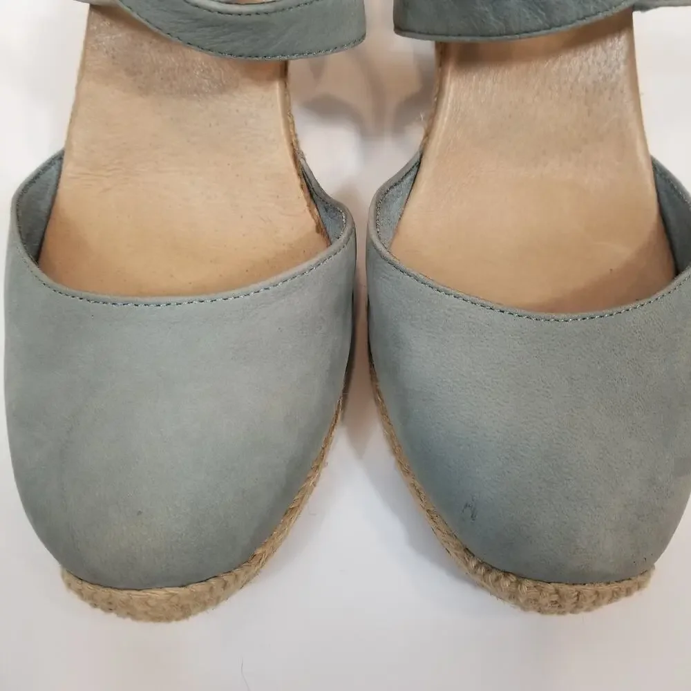 Adam Tucker  Bria8 Nubuck Wedge Heel Espadrilles Blue Size 9